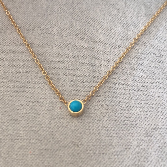 Baby Gold Solitare Turquoise Necklace - Picture 2 of 4